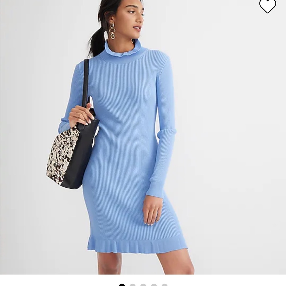 J Crew ruffle neck mini sweater dress